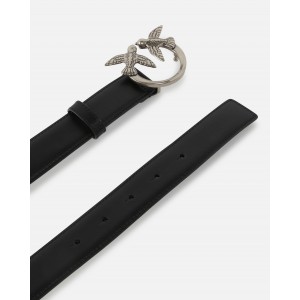 Pinko Love Berry H3 Birds Black Leather Ζώνη