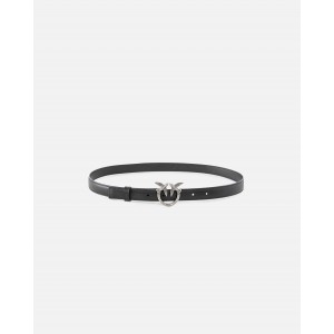 Pinko Love Berry H2 Birds Thin Black Leather Ζώνη