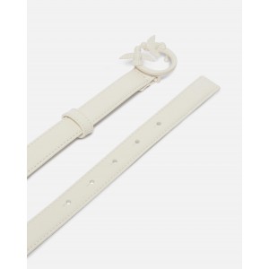 Pinko Love Berry H2 Birds Thin White Double Color Leather Ζώνη