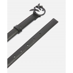Pinko Love Berry H2 Birds Thin Black Double Color Leather Ζώνη