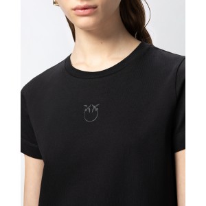 Pinko Bussolotto T-shirt With Embroidered Logo Black Μπλούζα