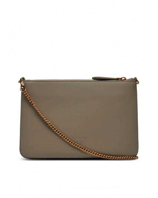 Pinko Flat Classic Simply Beige Leather Τσάντα