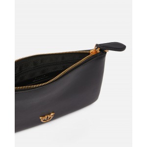 Pinko Flat Classic Simply Black Leather Τσάντα