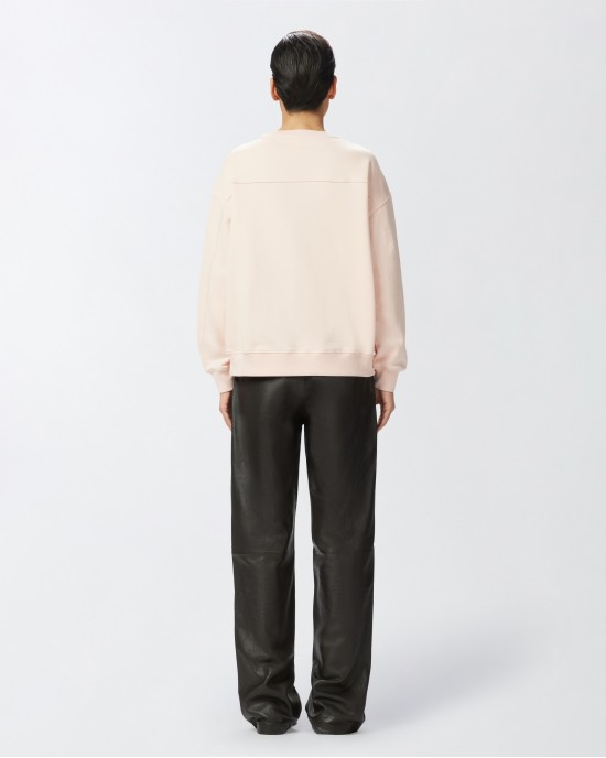 Pinko Nelly Crew Neck With Love Birds Jewel Embroidery Pink Φούτερ