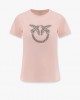 Pinko Quentin T-shirt With Crystal Embroidered Love Birds Pink Μπλούζα