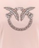 Pinko Quentin T-shirt With Crystal Embroidered Love Birds Pink Μπλούζα