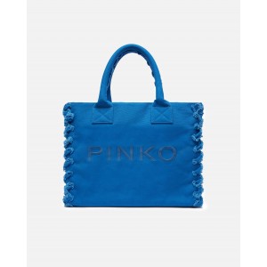 Pinko Beach Shopping Canvas Blue Τσάντα