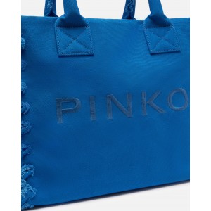 Pinko Beach Shopping Canvas Blue Τσάντα