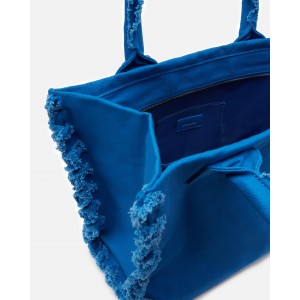 Pinko Beach Shopping Canvas Blue Τσάντα