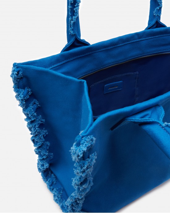 Pinko Beach Shopping Canvas Blue Τσάντα