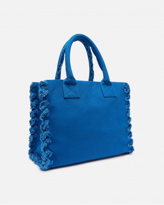 Pinko Beach Shopping Canvas Blue Τσάντα