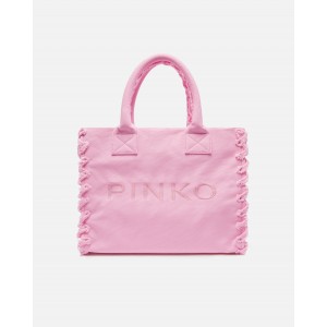 Pinko Beach Shopping Canvas Pink Τσάντα