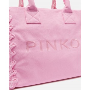 Pinko Beach Shopping Canvas Pink Τσάντα