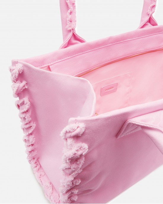 Pinko Beach Shopping Canvas Pink Τσάντα