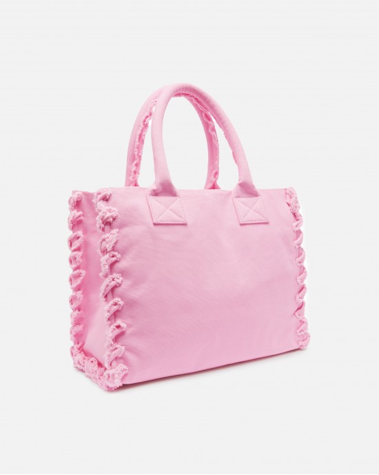 Pinko Beach Shopping Canvas Pink Τσάντα