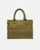 Pinko Beach Shopping Canvas Olive Green Τσάντα