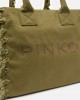Pinko Beach Shopping Canvas Olive Green Τσάντα