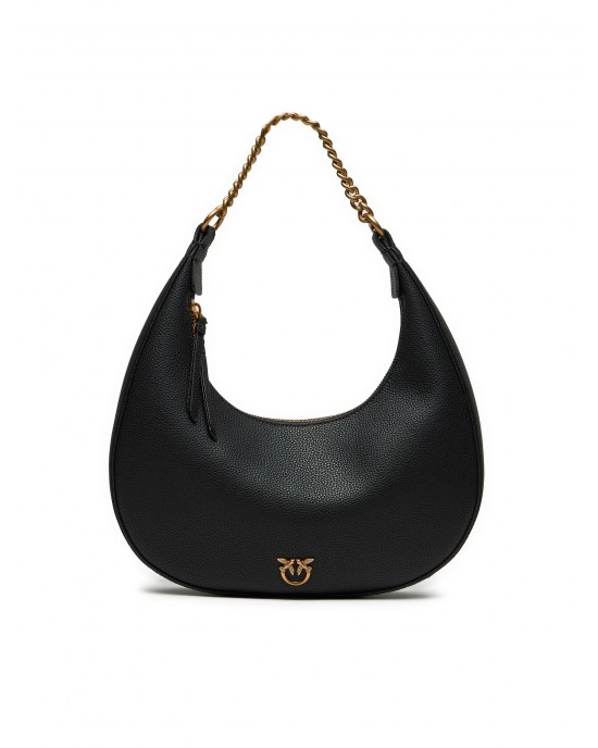 Pinko Brioche Hobo Classic Black Leather Τσάντα