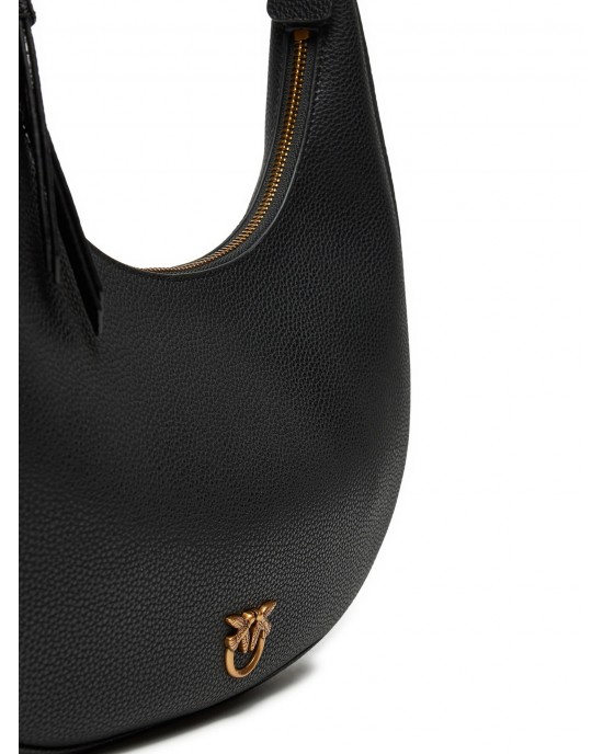 Pinko Brioche Hobo Classic Black Leather Τσάντα