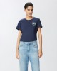 Pinko Nambrone T-shirt With Bejewelled Love Birds Embroidery Blue Μπλούζα