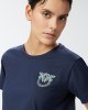 Pinko Nambrone T-shirt With Bejewelled Love Birds Embroidery Blue Μπλούζα