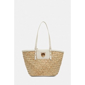 Pinko Love Summer Basket White Rafia Τσάντα