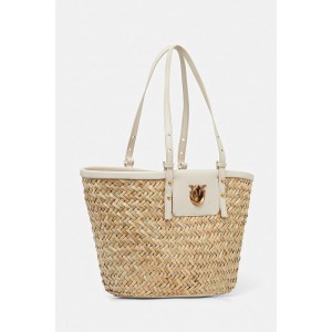 Pinko Love Summer Basket White Rafia Τσάντα
