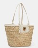 Pinko Love Summer Basket White Rafia Τσάντα