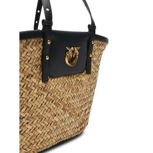 Pinko Love Summer Basket Black Rafia Τσάντα