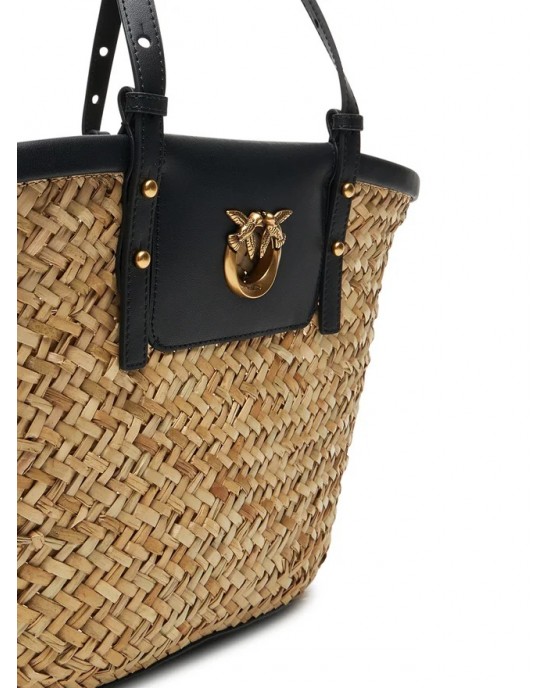 Pinko Love Summer Basket Black Rafia Τσάντα