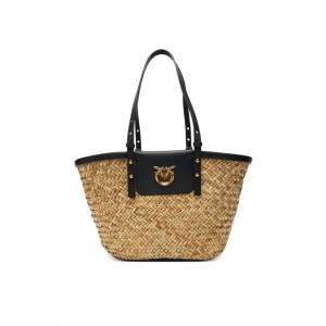Pinko Love Summer Basket Black Rafia Τσάντα
