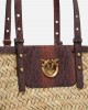 Pinko Love Summer Basket Raffia With Reptile-Print Details Light Brown Τσάντα