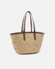Pinko Love Summer Basket Raffia With Reptile-Print Details Light Brown Τσάντα