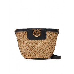 Pinko Love Summer Basket Black Rafia Τσάντα