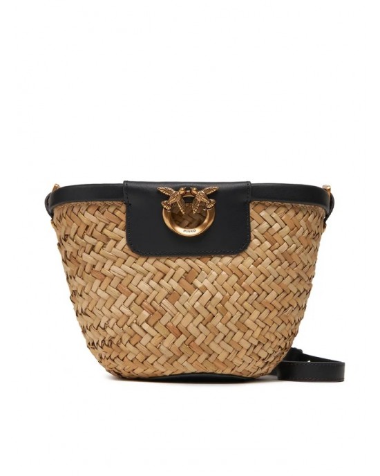 Pinko Love Summer Basket Black Rafia Τσάντα