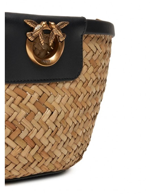 Pinko Love Summer Basket Black Rafia Τσάντα