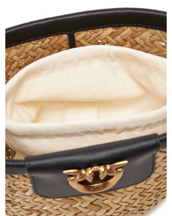 Pinko Love Summer Basket Black Rafia Τσάντα