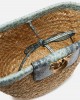 Pinko Love Summer Small Bucket In Woven Raffia And Leather Green Τσάντα
