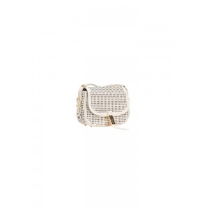 Pinko Saddle Mini White Leather Τσάντα