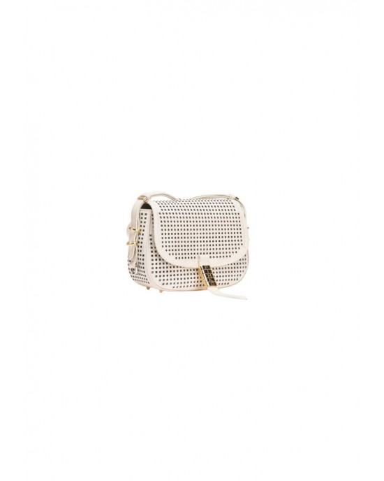 Pinko Saddle Mini White Leather Τσάντα