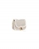 Pinko Saddle Mini White Leather Τσάντα