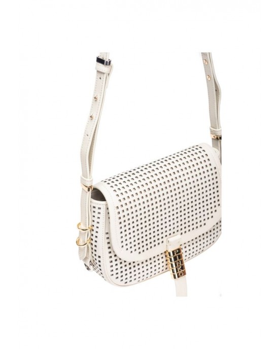 Pinko Saddle Mini White Leather Τσάντα