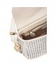 Pinko Saddle Mini White Leather Τσάντα