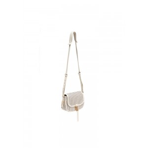 Pinko Saddle Mini White Leather Τσάντα