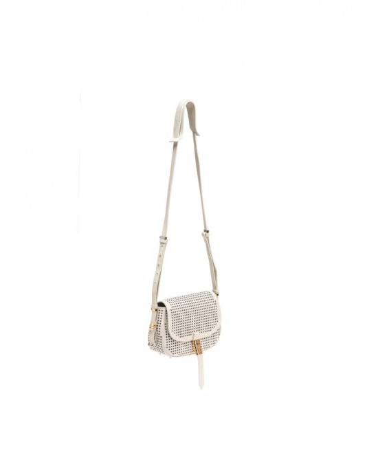 Pinko Saddle Mini White Leather Τσάντα