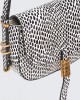 Pinko Saddle Mini White/Black Leather Τσάντα