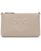 Pinko Flat Horizontal Mini Beige Leather Τσάντα