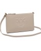 Pinko Flat Horizontal Mini Beige Leather Τσάντα