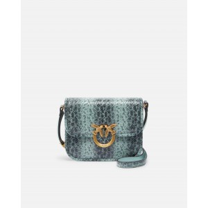 Pinko Love Box Fl Mini Reptile Print Square Green Leather Τσάντα