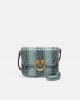 Pinko Love Box Fl Mini Reptile Print Square Green Leather Τσάντα